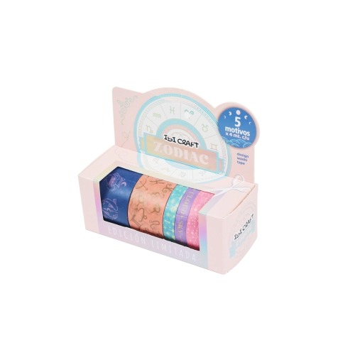 [6055778] WASHITAPE BOX 5 ROLLOS DE 4 Mts COLECCION ASTROLOGICA IBICRAFT