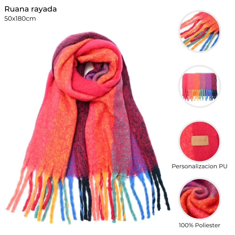 [843731] RUANA RAYADA 52x190CM SKORA