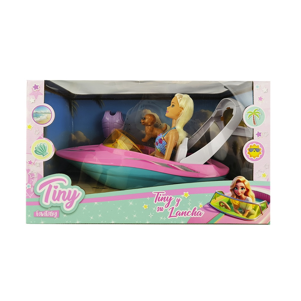 [8154458] MUÑECA TINY Y SU LANCHA 35x21x19 CM