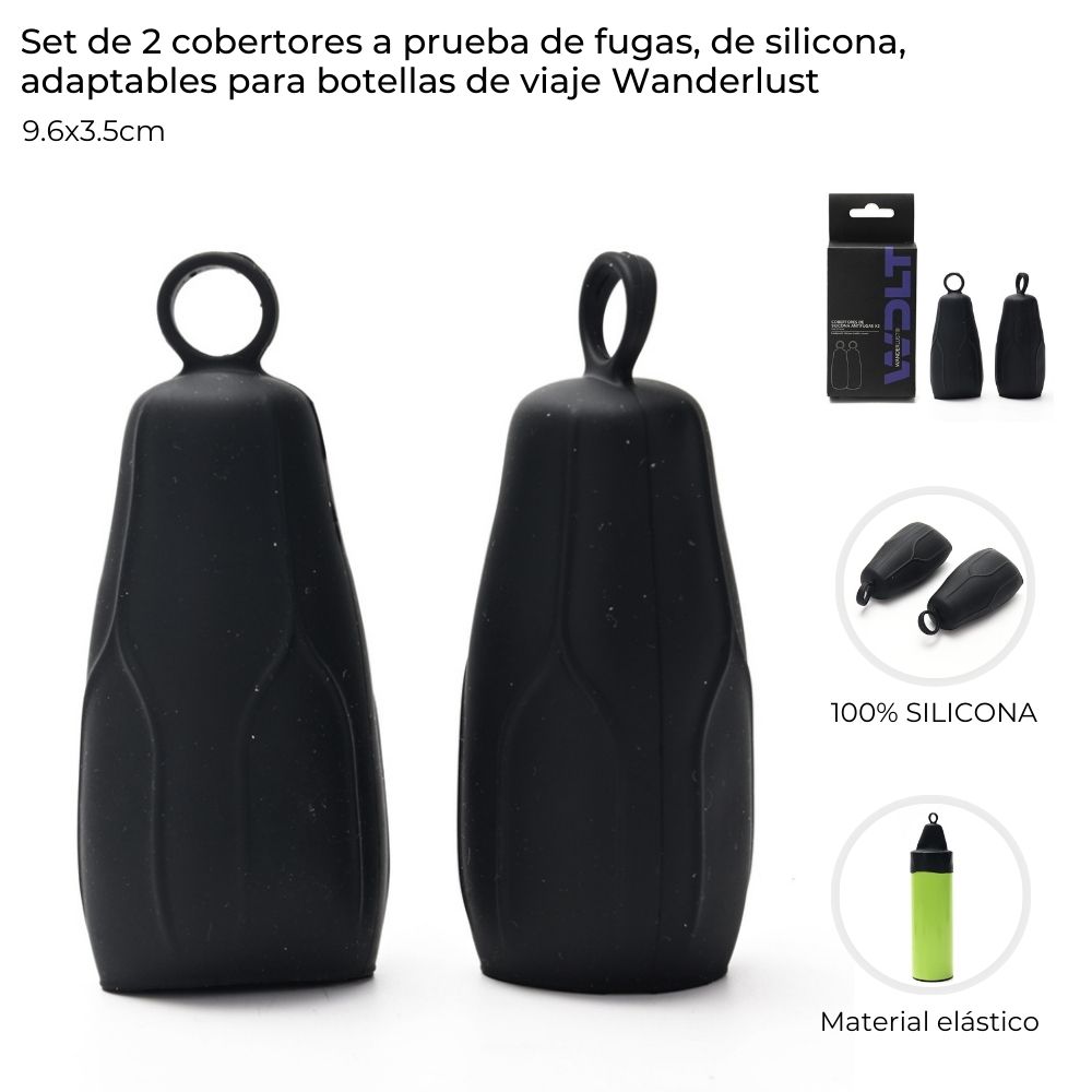 [844214] SET DE 2 COVERTORES DE BOTELLA DE SILICONA PARA BOTELLAS WANDERLUST