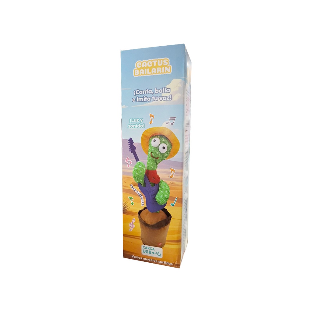 CACTUS BAILARIN LUZ Y SONIDO CARGA USB 30CM