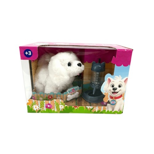 [81IK0746] GOLDEN RETRIEVER CON BEBEDERO Y HUESO