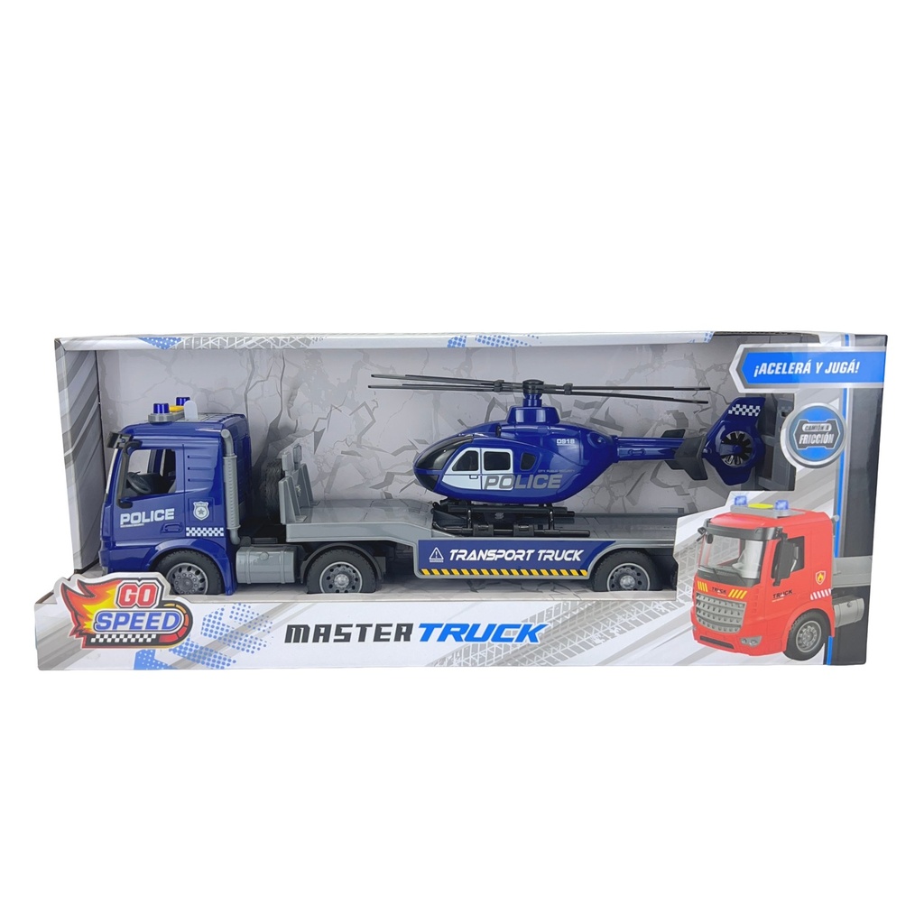 [8157439] CAMION TRANSPORTADOR HELICOPTERO A FRICCION CON LUZ Y SONIDO