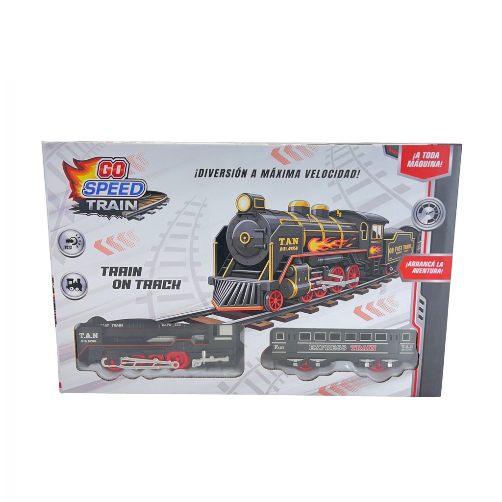 PISTA DE TREN A PILAS CON LUCES