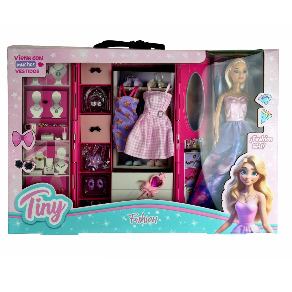 [8157562] MUÑECA TINY FASHION CON VESTIDOR