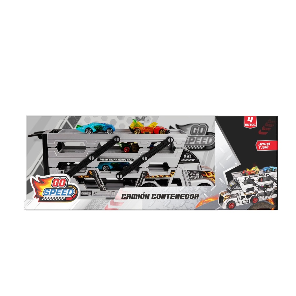 [8157609] SET CAMION LANZADOR Y CONTENEDOR CON 4 AUTOS GO SPEED
