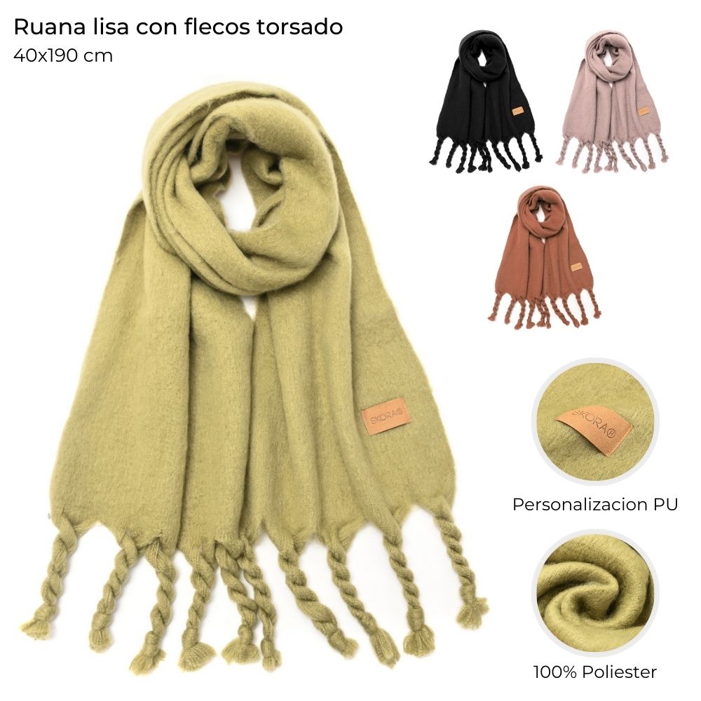 [843758] RUANA LISA CON FLECOS TORSADO 40x190CM SKORA