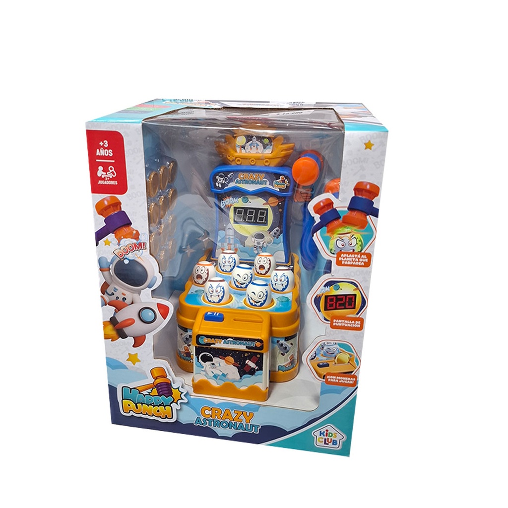 JUEGO PUNCH CRAZY ASTRONAUTA CON LUZ Y SONIDO 28x22CM