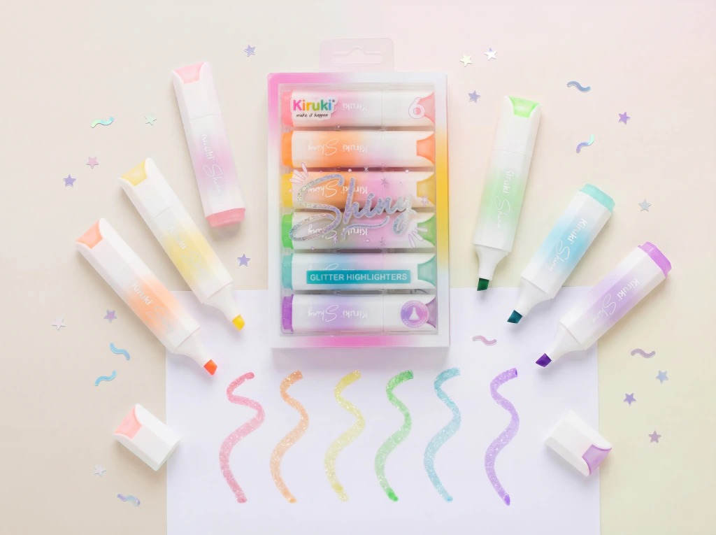 [6180011] MINI RESALTADORES CON GLITTER PASTEL SHINNY KIRUKI