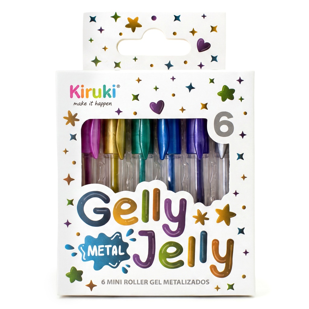 [6144008] MINI BOLIGRAFOS ROLLER TINTA GEL METALIZADO X6 KIRUKI
