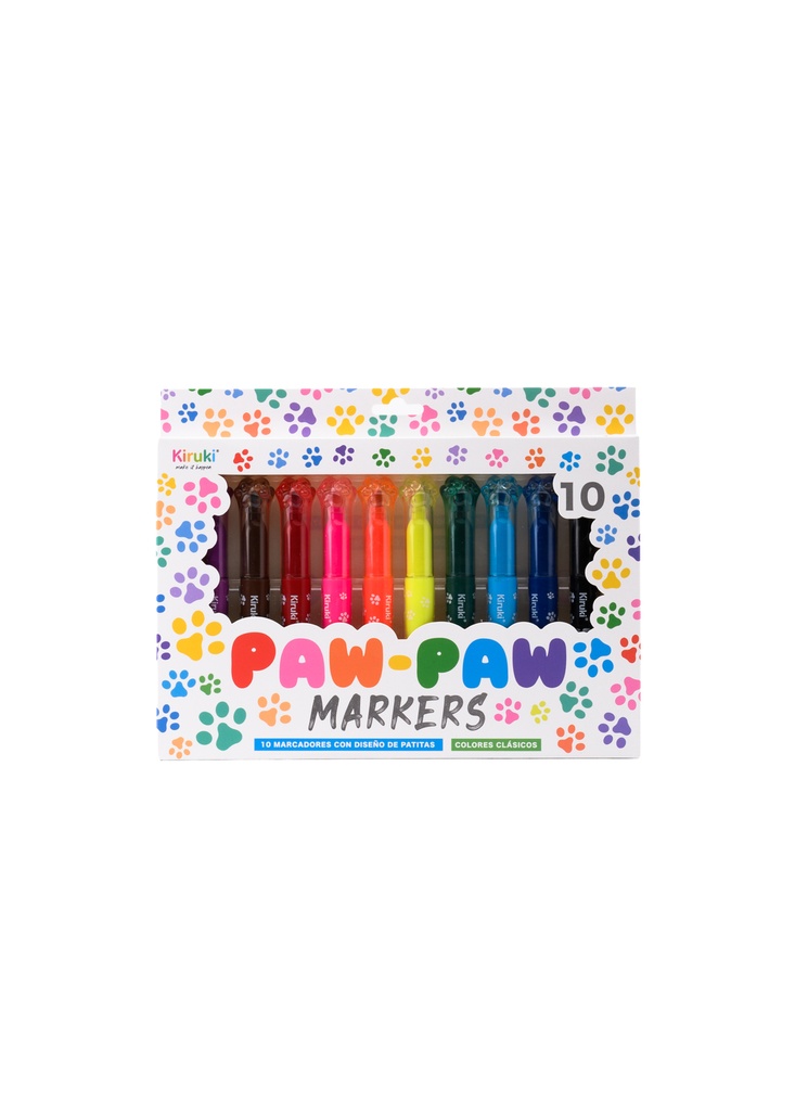[6700014] MARCADORES PAWPAW X10 COLORES CLASICOS KIRUKI