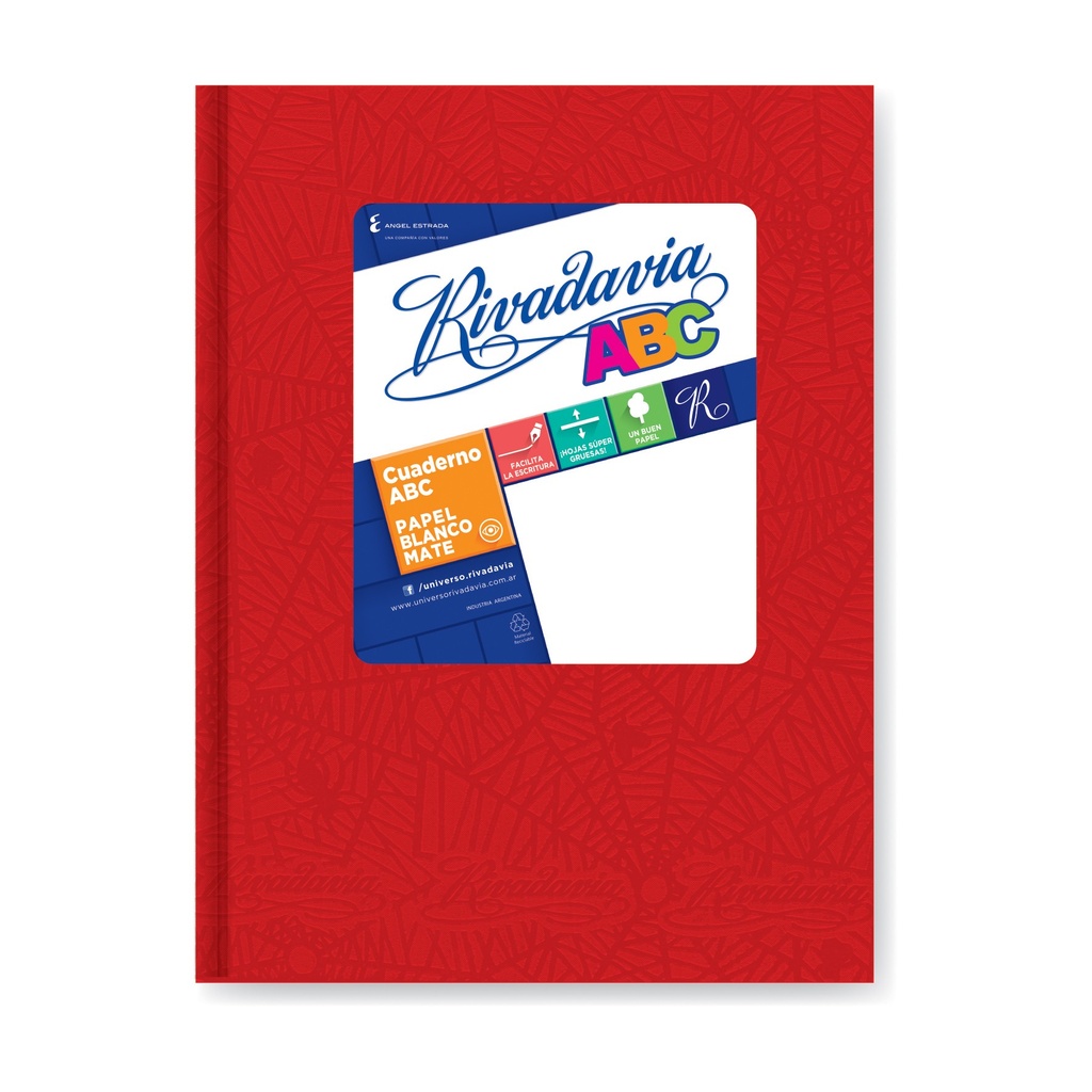 CUADERNO ABC ARAÑA 19x23,5 RIVADAVIA T/D ROJO - 50 Hjs Cuadriculadas