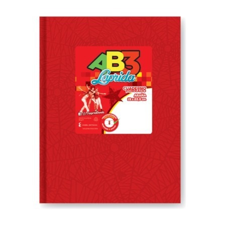 [6613423] CUADERNO LAPRIDA AB3 19x23 T/D ARAÑA ROJO 98 Hjs CUADRICULADAS