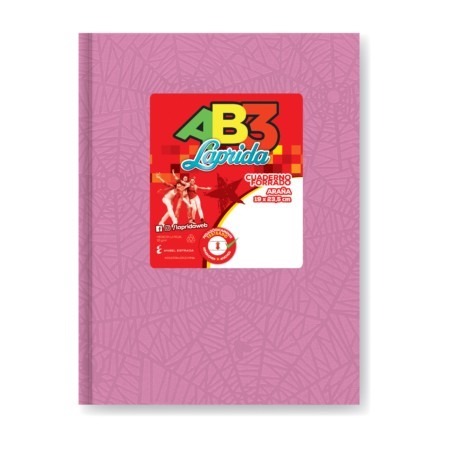 [6613307] CUADERNO LAPRIDA AB3 19x23 T/D ARAÑA ROSA 50 Hjs RAYADAS
