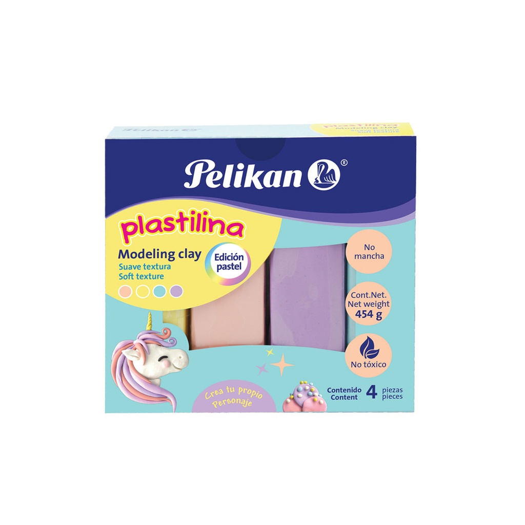 [6L06700141] PLASTILINA NEON PASTEL x4 454 GR PELIKAN