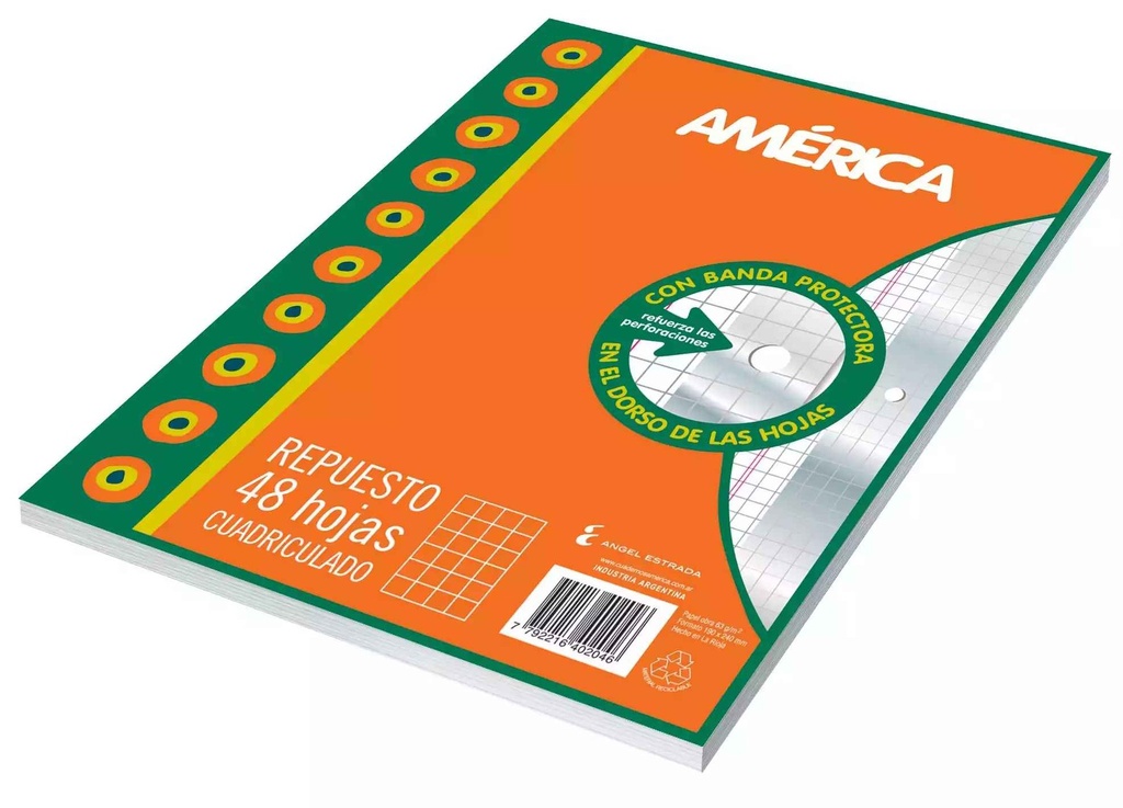 [6402040] REPUESTO C/ BANDA PROTECTORA N° 3 AMERICA - 48 Hjs Cuadriculada