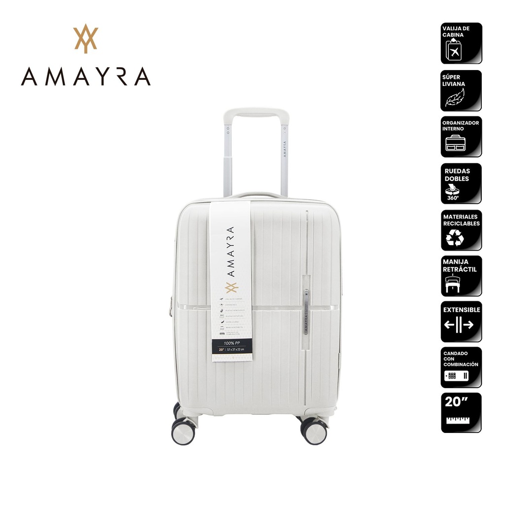 [467.8017W3] VALIJA CARRY ON 20" PP BLANCA AMAYRA