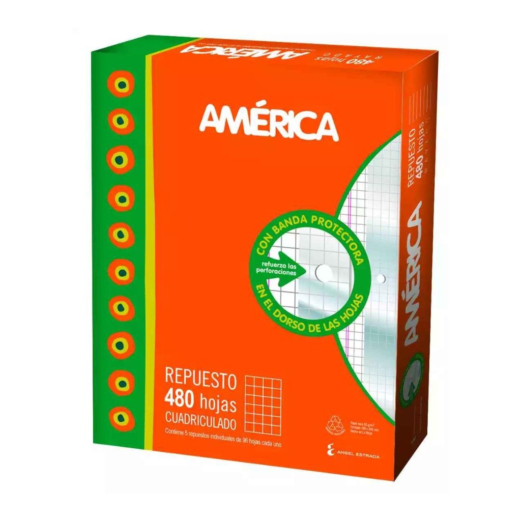 [6408013] REPUESTO C/ BANDA PROTECTORA N° 3 AMERICA - 480 Hjs Cuadriculado