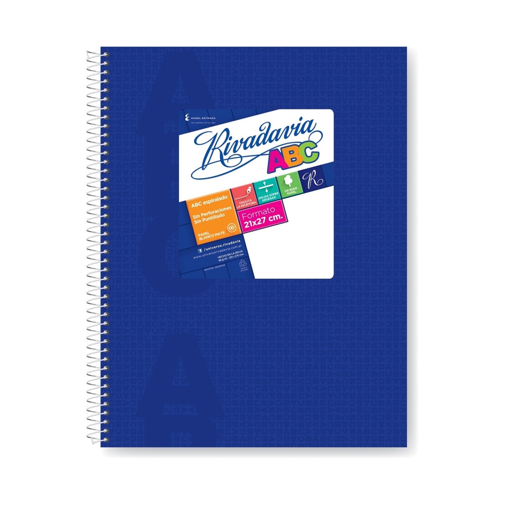 [6359401] CUADERNO RIVADAVIA ABC 21x27 AZUL - 60 Hjs Rayadas