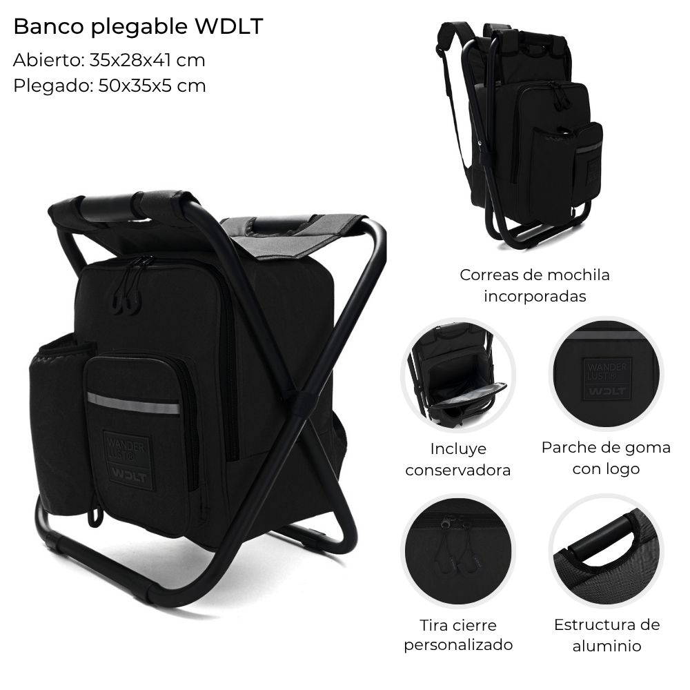 BANCO PLEGABLE WDLT CON MOCHILA CONSERVADORA INCORPORADA 50x35x5CM PLEGADO