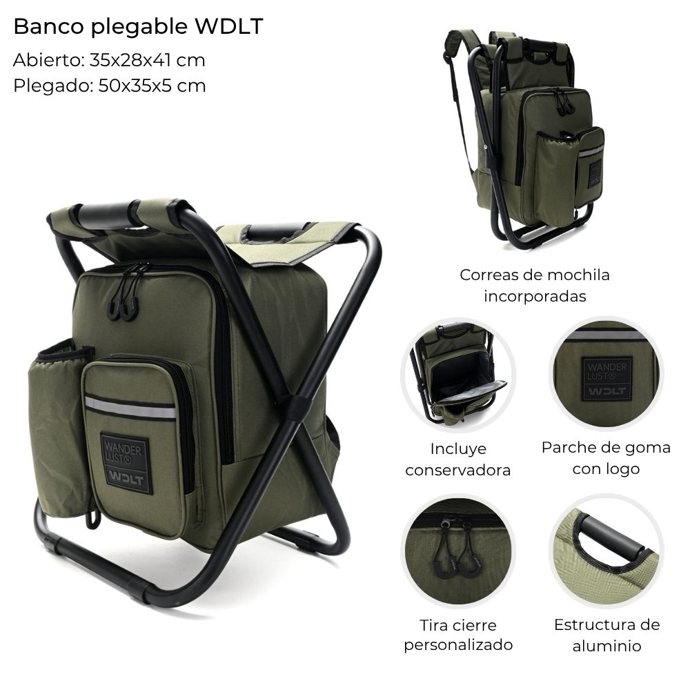 [948320] BANCO PLEGABLE WDLT CON MOCHILA CONSERVADORA INCORPORADA 50x35x5CM PLEGADO