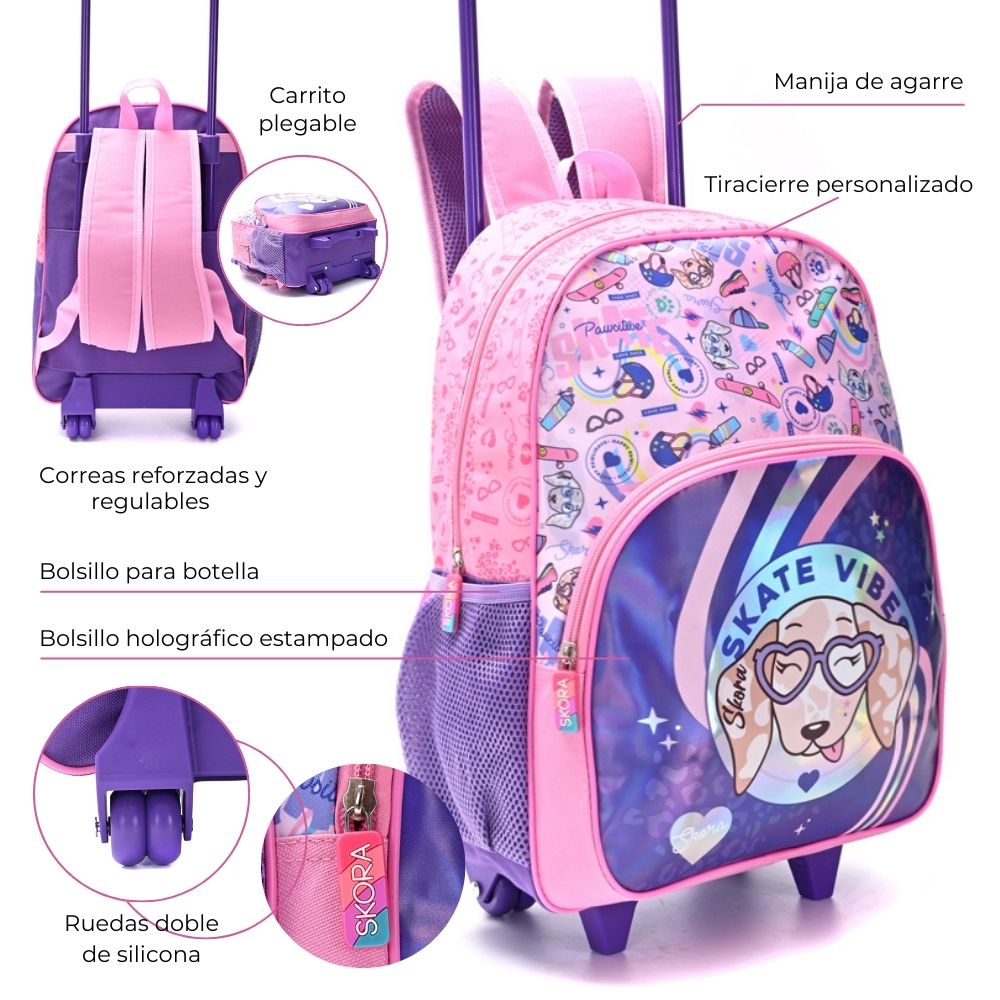 MOCHILA CARRO 16" PETS SACHIDOG CON LLAVERO SKORA 30x40x12 CM