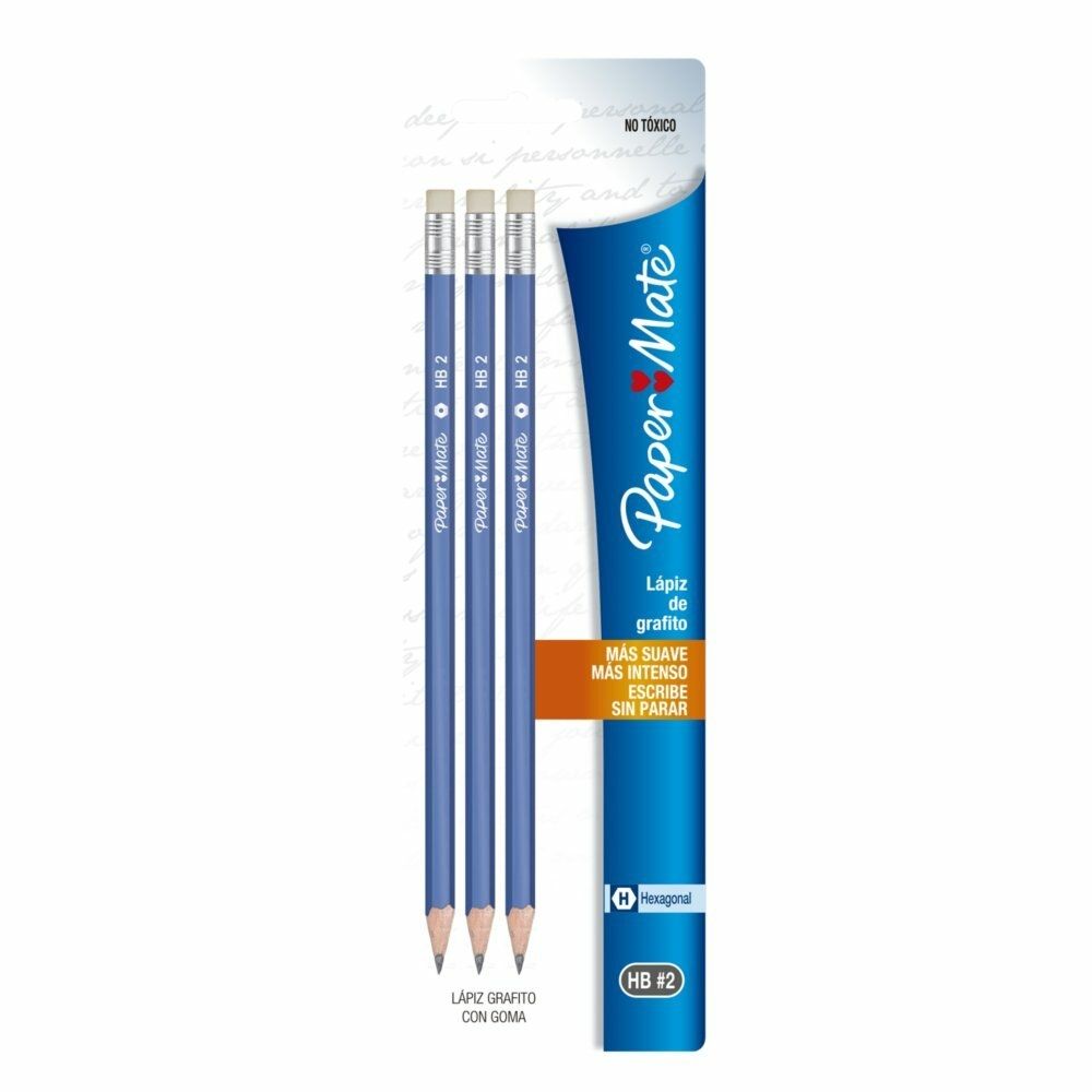 [6G68339] Lapiz grafito hex c/goma HB TJ x 3 Paper Mate