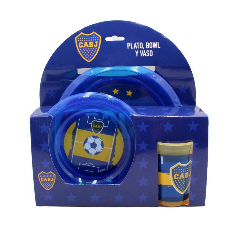 SET PLATO 22CM + BOWL 17CM Y VASO 350ML BOCA JUNIOR