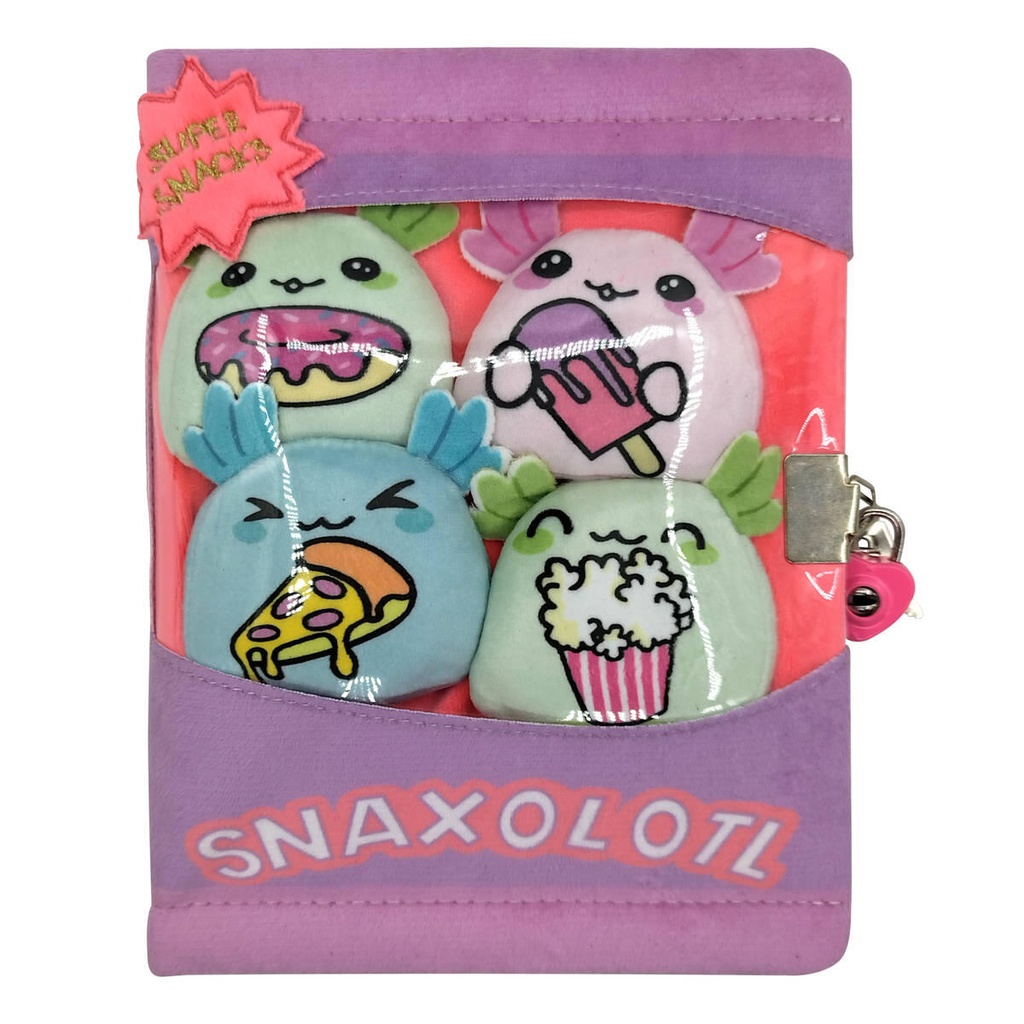 [6CK887] DIARIO PLUSH A5 RAYADO CON MINI PELUCHE CRESKO