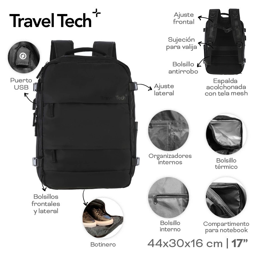 MOCHILA DE VIAJE TRAVEL TECH