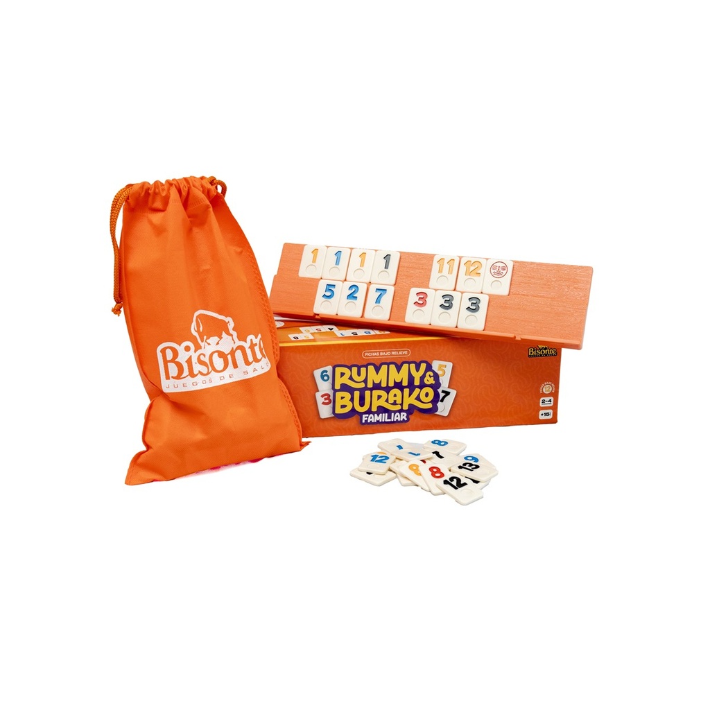 [81BI7177] RUMMY BURAKO BAJO RELIEVE NARANJA BISONTE