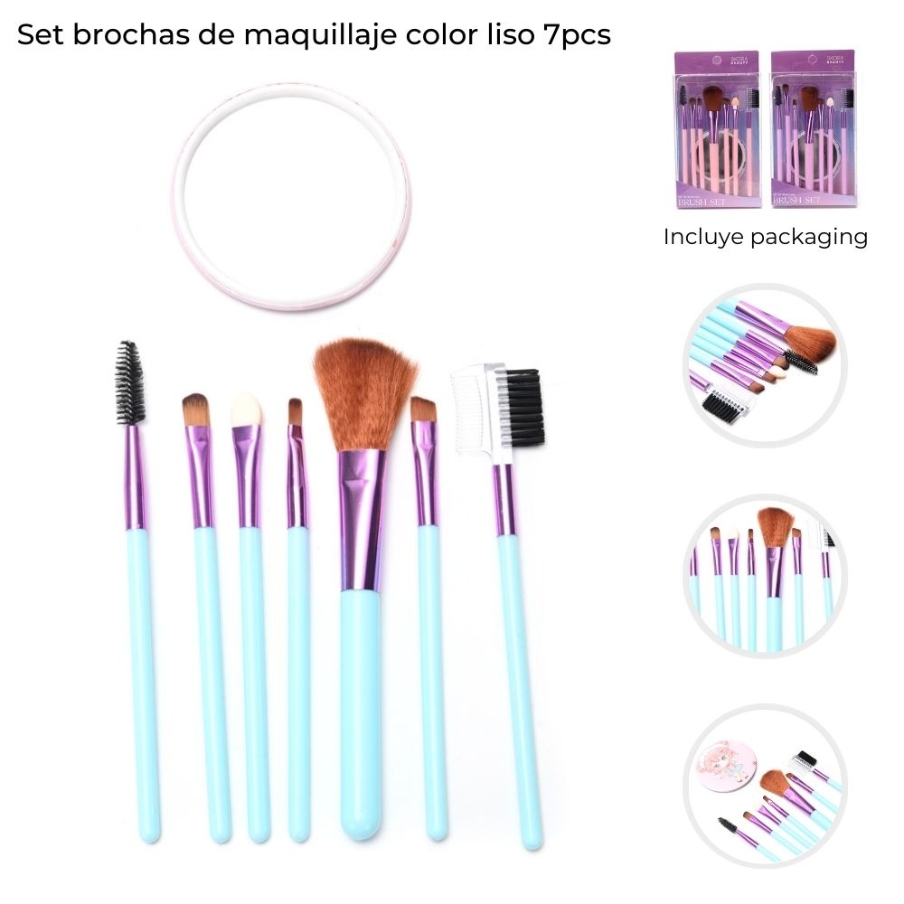 SET BROCHAS DE MAQUILLAJE Y ESPEJO X8 SKORA