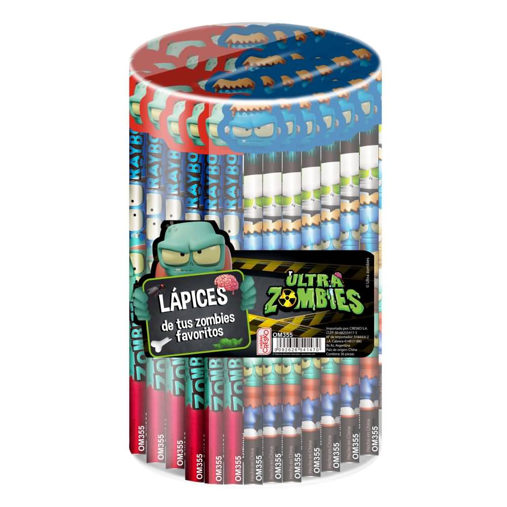 [6OM355] Lapiz c/ goma tambor Zombie