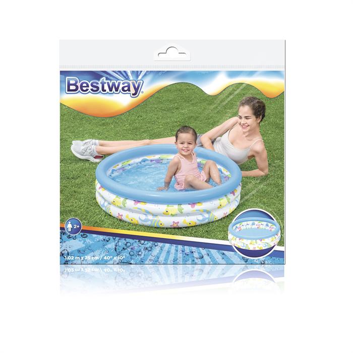 [8151008] PILETA 3 AROS FONDO DEL MAR CHICA 102 X 25 CM (B/12) BESTWAY (3922)