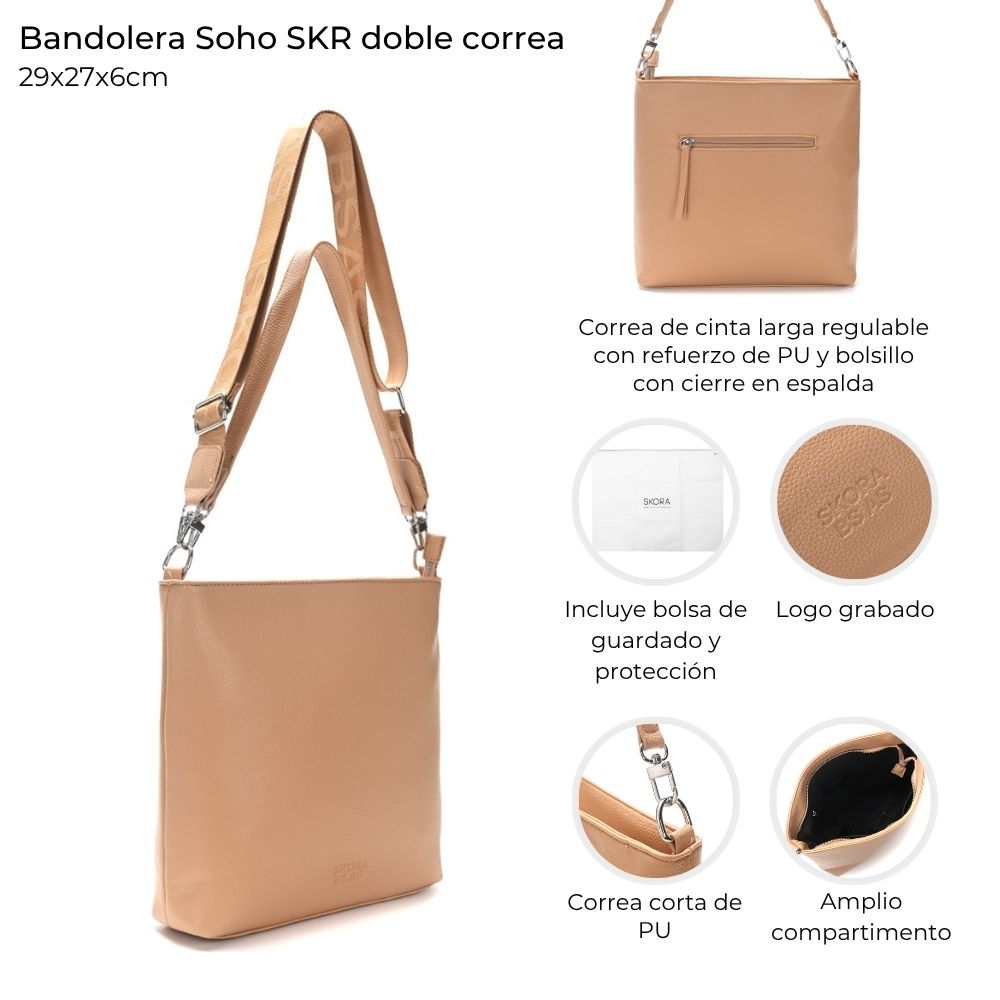[148207] BANDOLERA SOHO SKORA 29x27x6 CM BEIGE
