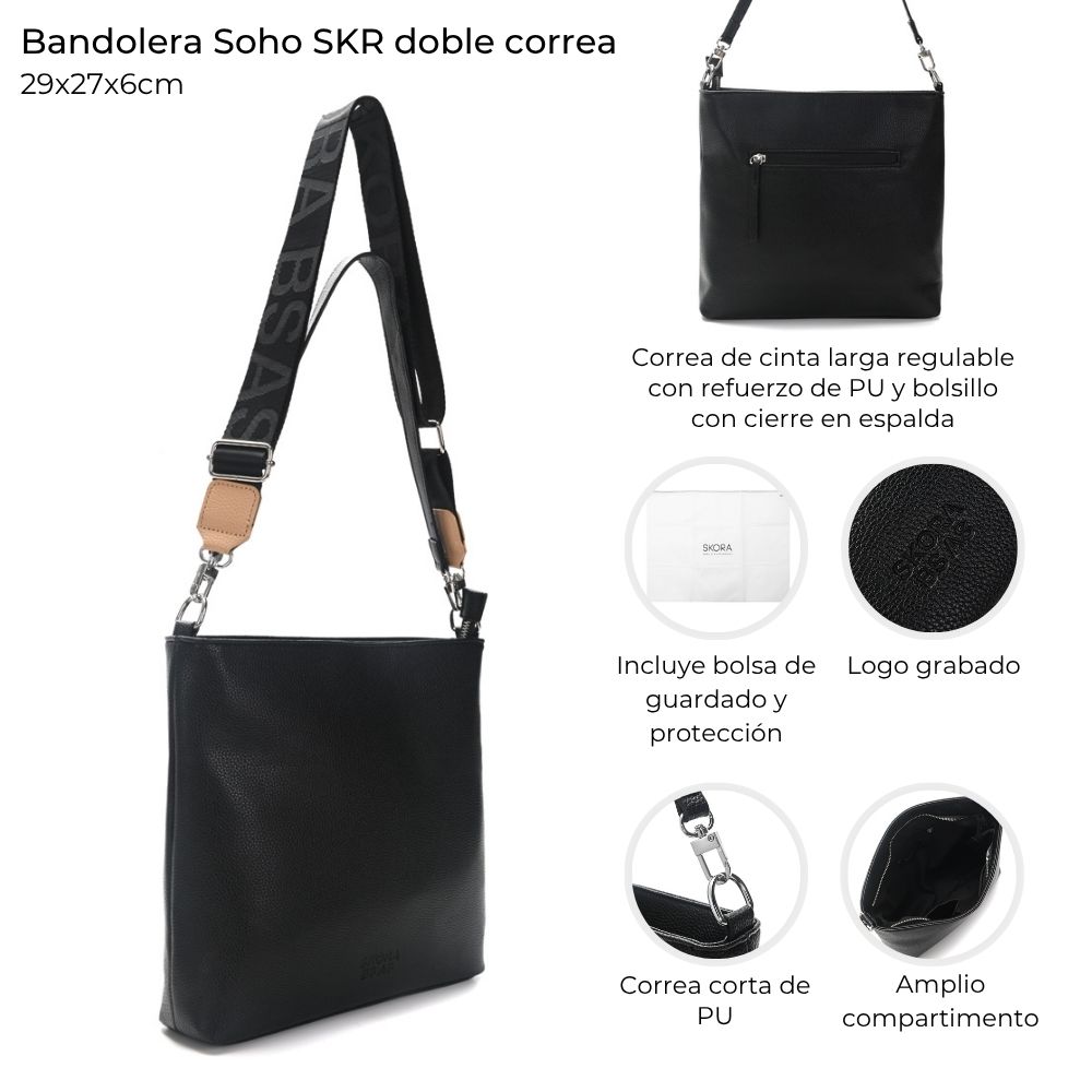 [148206] BANDOLERA SOHO SKORA 29x27x6 CM NEGRO