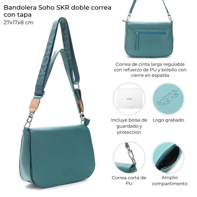 [148212] BANDOLERA SOHO SKORA DOBLE CORREA 27x17x8 CM CAPRI
