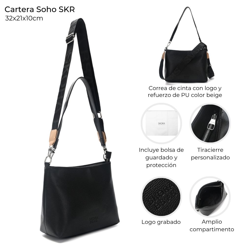 [148218] CARTERA SOHO SKORA 32x21x10 CM NEGRA