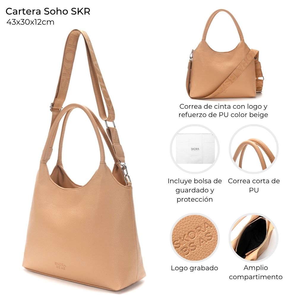 [148215] CARTERA SOHO SKORA 43x30x12 CM BEIGE
