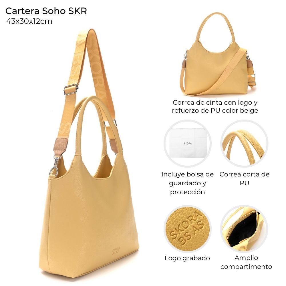 [148217] CARTERA SOHO SKORA 43x30x12 CM BUTTERMILK