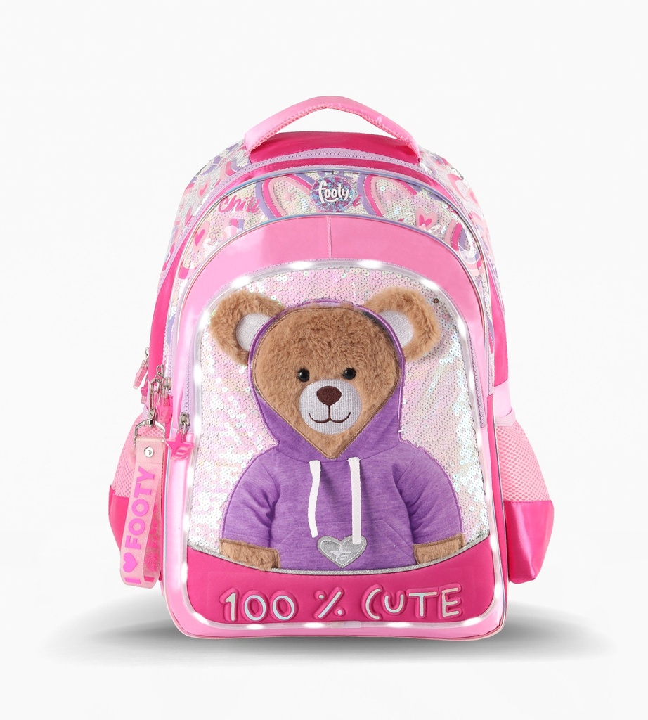 MOCHILA ESPALDA 18" TEDDY CON LUZ LED