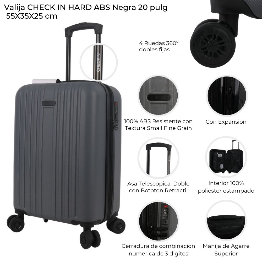 [448119] VALIJA CHECK IN HARD ABS GRIS OSCURO 20"