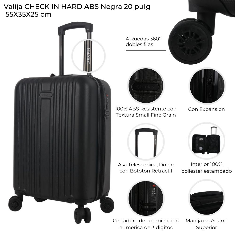 [448118] VALIJA CHECK IN HARD ABS NEGRA 20"