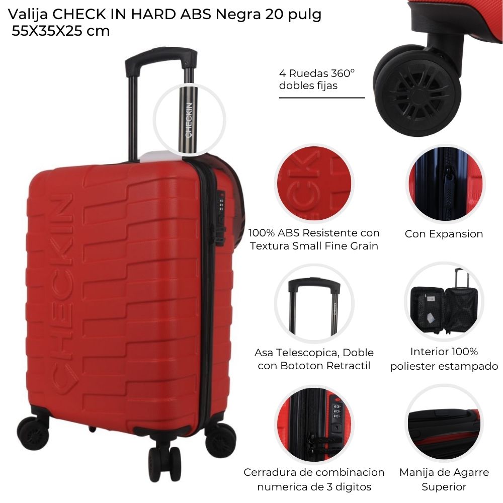 [448133] VALIJA CHECK IN HARD ABS ROJO 20"