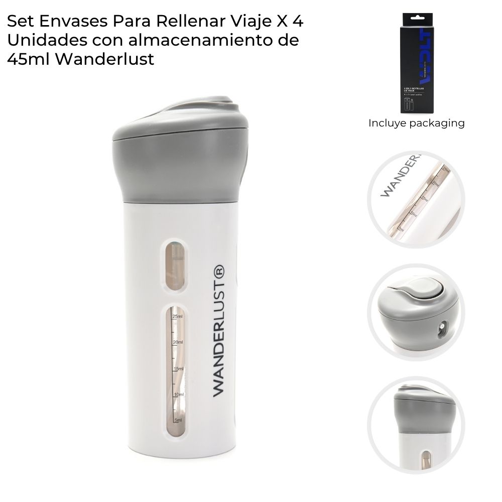 [848612] SET ENVASES PARA RELLENAR VIAJE X4 - 45ML WDLT