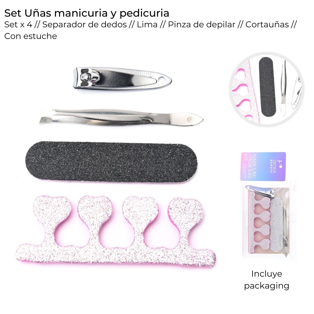 [838923] SET UÑAS MANICURA Y PEDICURA X4 SKORA