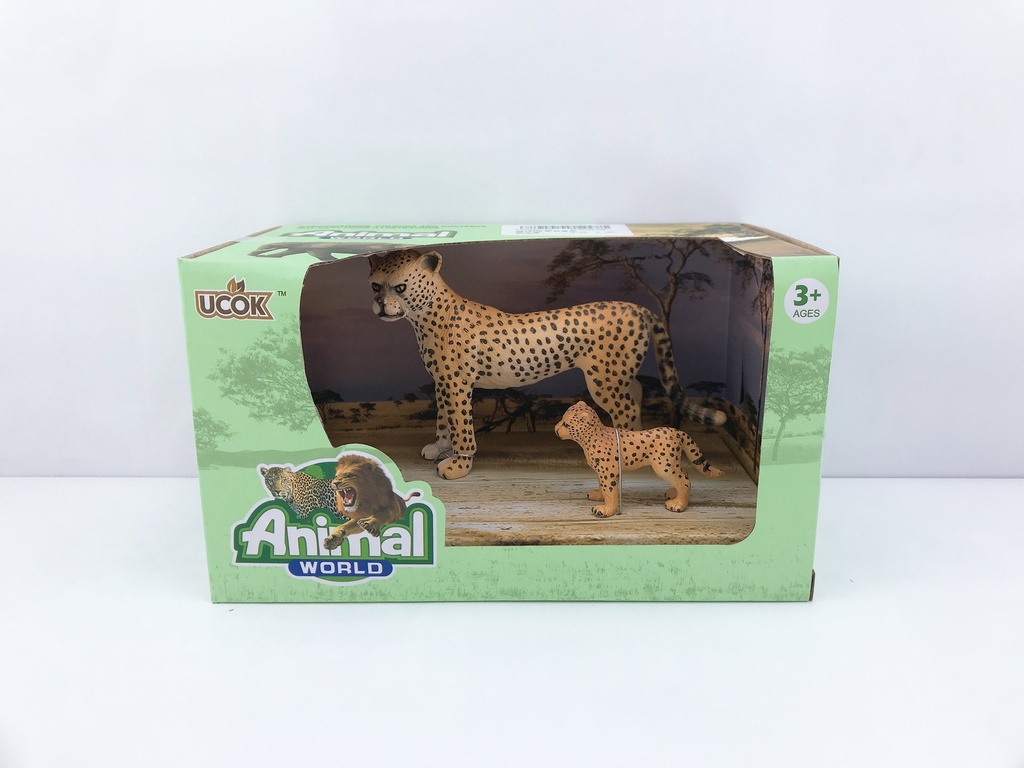 [8199714] ANIMAL WORLD PLAYSET 19CM PACK X 2 GUEPARDO