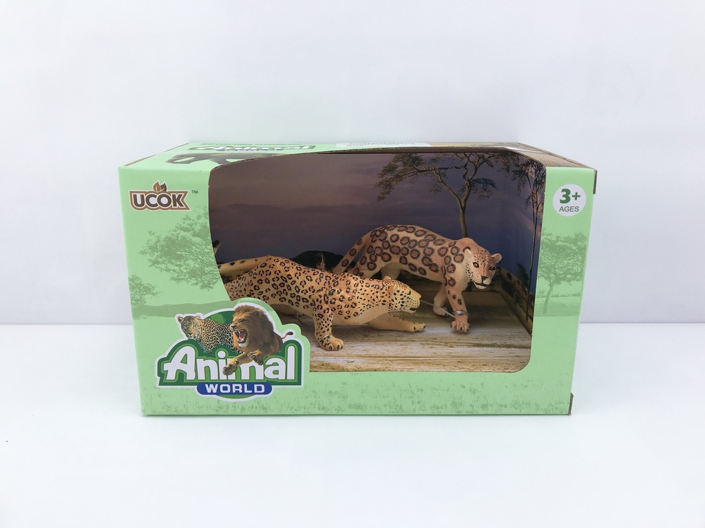 [8199707] ANIMAL WORLD PLAYSET 19CM PACK X 2 LEOPARDO