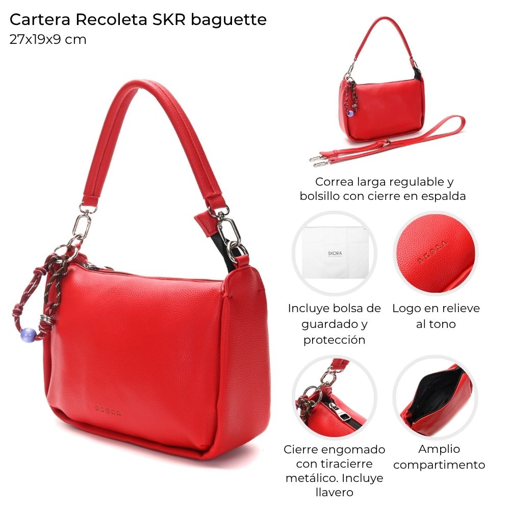 [147965] CARTERA RECOLETA SKORA BAGUETTE ROJA 27x19x9 CM