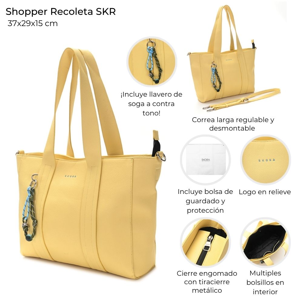 [147968] SHOPPER RECOLETA SKORA LIMON 37x29x15 CM